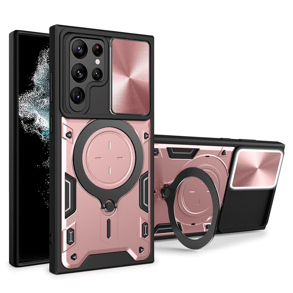 EIDERWOOD Samsung Galaxy S22 Ultra Håndverker Deksel m. Kickstand & Cam Slider - Rosa