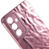 Samsung Galaxy A24 Glinsende Fleksibel Plast Bakside Deksel - Bølget Design - Rose Gold