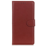 iPhone 15 Litchi Skinn Deksel m. Lommebok - Brun