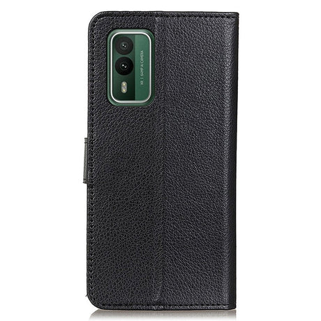 Nokia XR21 Litchi Skinn Deksel m. Lommebok - Svart