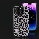 iPhone 15 Pro Max Fleksibelt Plastdeksel - Leopardmønster - Sølv