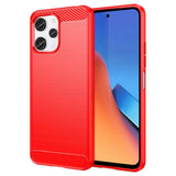 Xiaomi Redmi 12 (4G) / 12 (5G) / Poco M6 Pro (5G) Brushed Carbon Fiber Fleksibelt Plast Deksel - Rød