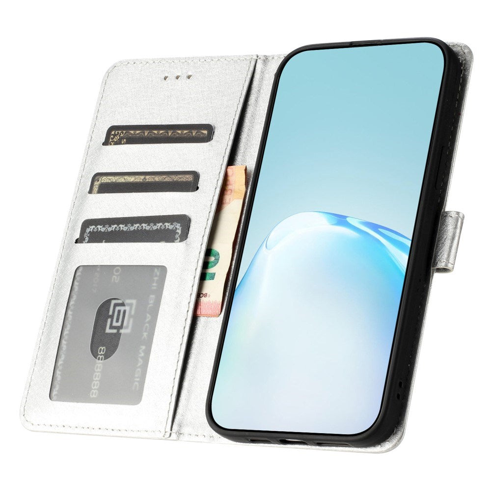EIDERWOOD iPhone 12 Pro Max Deksel i Kunstskinn med Lommebok & Stropp - Sølv
