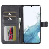 EIDERWOOD Samsung Galaxy S23 FE Kunstskinn Flip Deksel med Stativ & Lommebok - Svart
