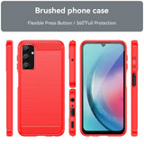 Samsung Galaxy A25 (5G) Brushed Carbon Fiber Fleksibelt Plast Deksel - Rød