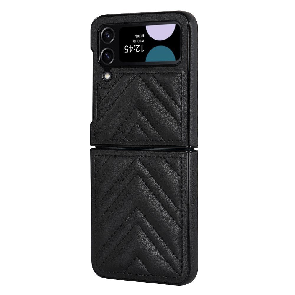 EIDERWOOD Samsung Galaxy Z Flip4 (5G) Deksel i Kunstskinn med V-Design - Svart