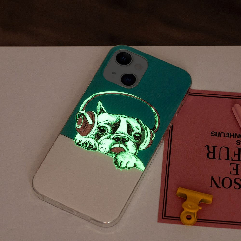 iPhone 15 Selvlysende Fleksibelt Deksel av Plast med Trykk - Frenchie