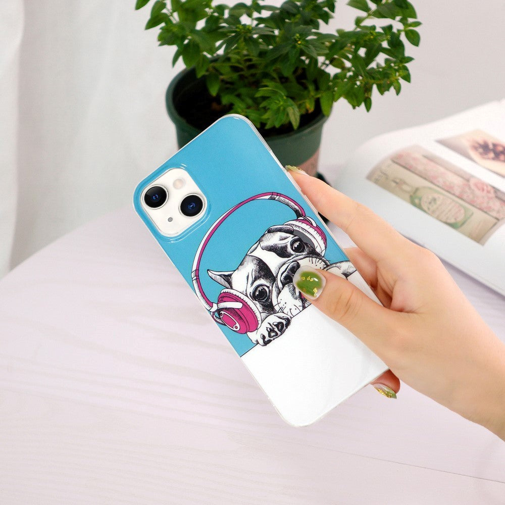 iPhone 15 Selvlysende Fleksibelt Deksel av Plast med Trykk - Frenchie