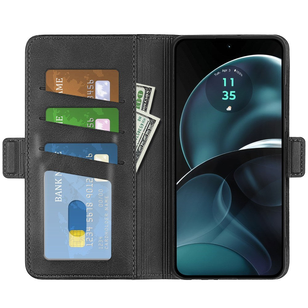 EIDERWOOD Motorola Moto G14 Kunstskinn Flip Deksel med Stativ & Lommebok - Svart