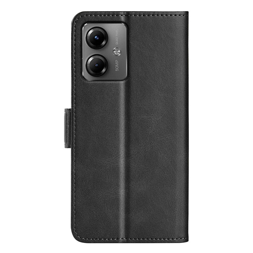 EIDERWOOD Motorola Moto G14 Kunstskinn Flip Deksel med Stativ & Lommebok - Svart