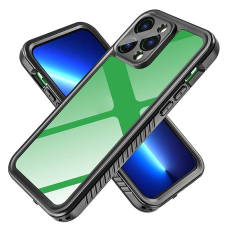 iPhone 14 Pro Max IP68 Støv- & Vanntett Deksel - Gjennomsiktig / Svart