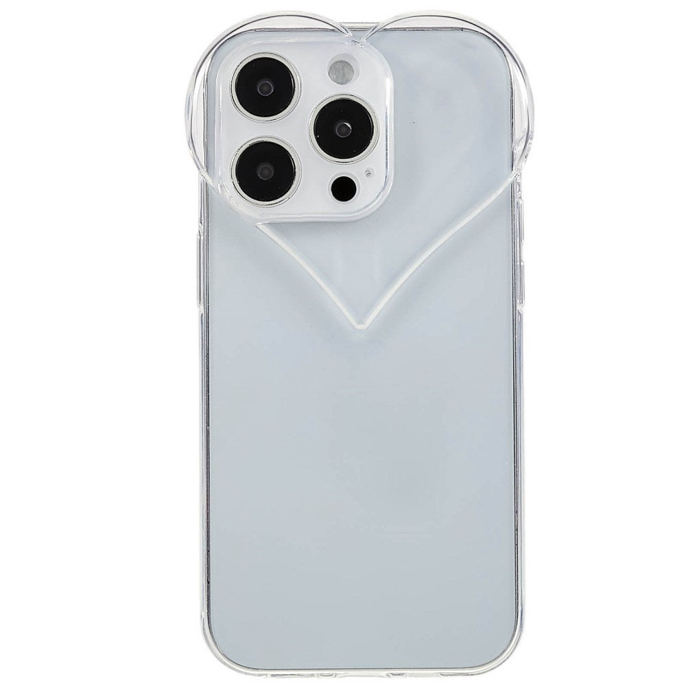 EIDERWOOD iPhone 15 Pro Fleksibelt Plast Deksel m. Hjerteform - Gjennomsiktig