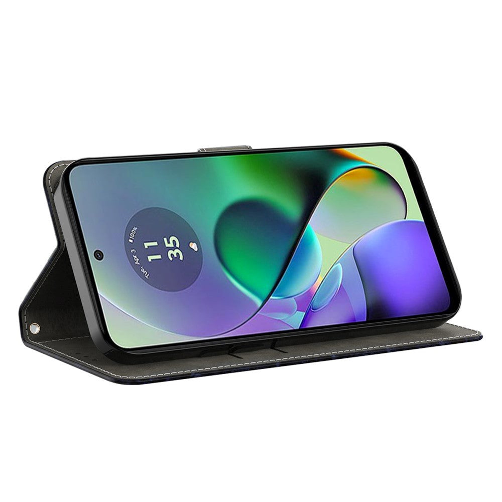 Motorola Moto G54 Deksel i Kunstskinn med Lommebok og Trykk - "Don't Touch My Phone"
