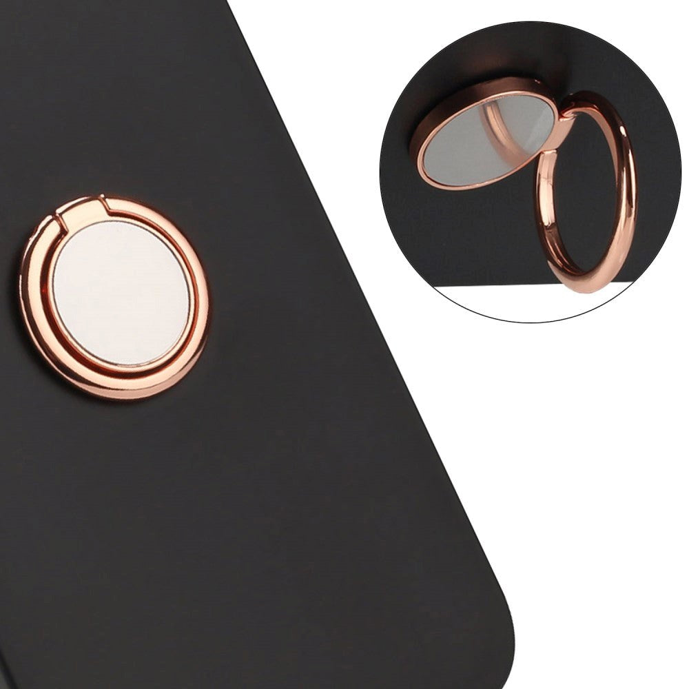 Google Pixel 8a Fleksibelt Plast Deksel med Magnetisk Ringstøtte – Svart med Rose Gold Ring