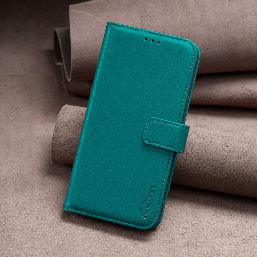 Samsung Galaxy S24+ (Plus) Kunst Skinn Flip Deksel m. Stativ & Lommebok - Grønn