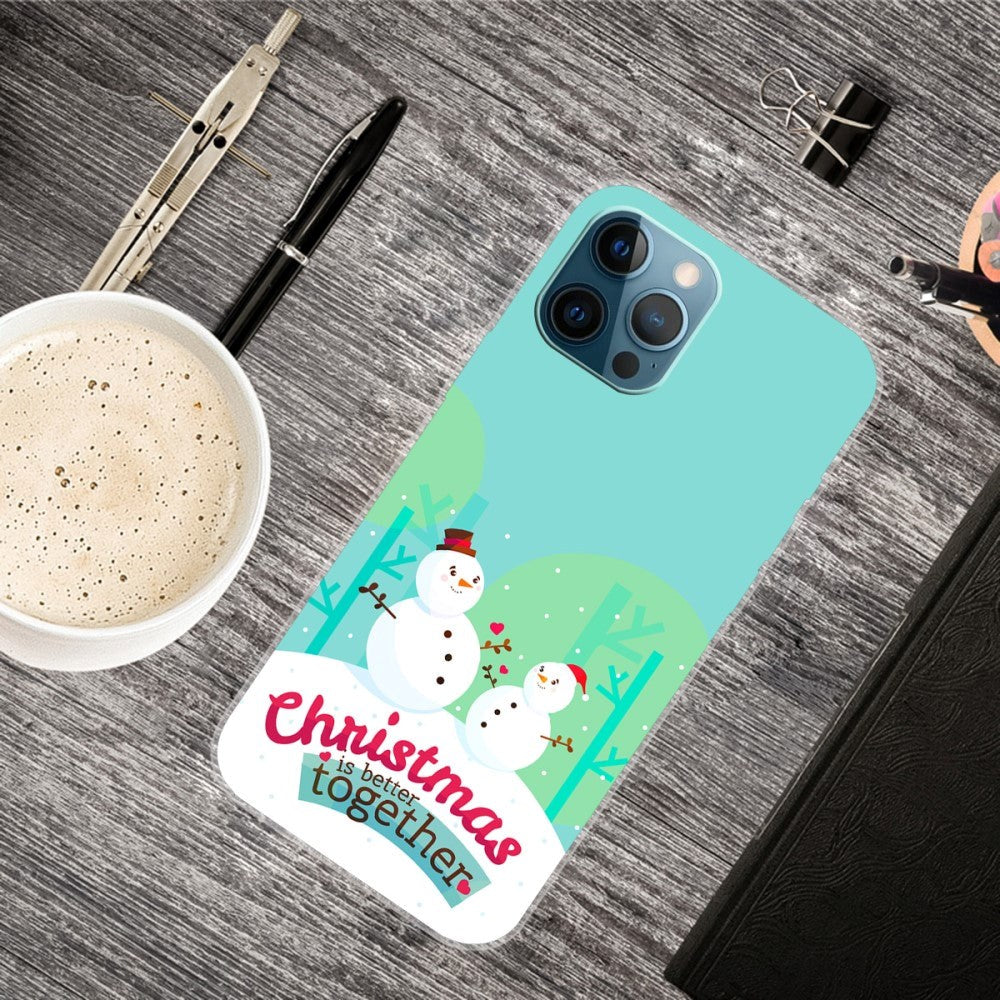 iPhone 15 Pro Fleksibelt Plast Jul Deksel - Merry Christmas - Snømenn