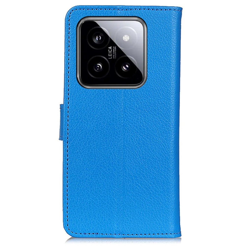 Xiaomi 14 Pro PU Litchi Skin Flip Deksel med Lommebok - Blå