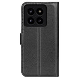 Xiaomi 14 Pro Kunstskinn Deksel m. Lommebok & Stativ - Svart