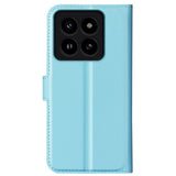 Xiaomi 14 Pro Kunstskinn Deksel m. Lommebok & Stativ - Lys Blå