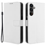 Samsung Galaxy A25 (5G) Kunstskinn Flippdeksel m. Stropp & Tekstur - Hvit