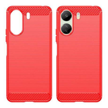 Xiaomi Redmi 13C Brushed Carbon Fiber Fleksibelt Plast Deksel - Rød