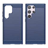 Samsung Galaxy S24 Ultra Brushed Carbon Fiber Fleksibelt Plast Deksel - Blå