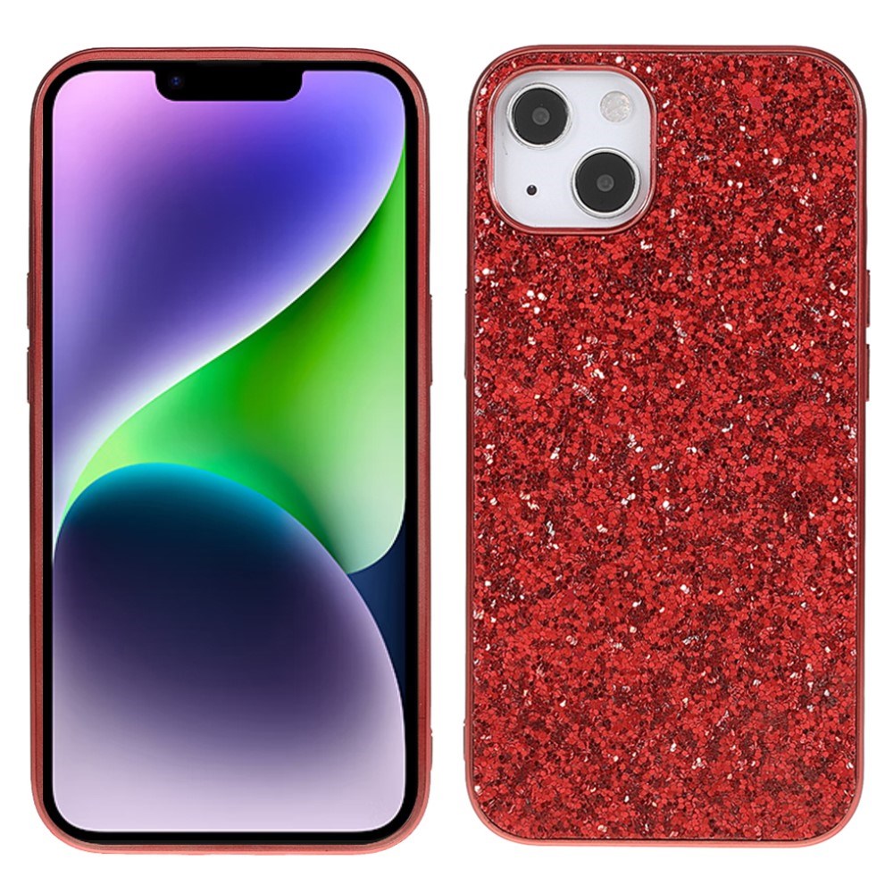 EIDERWOOD iPhone 14 Glitter Hybrid Deksel - Rød