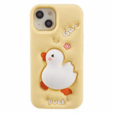 EIDERWOOD iPhone 14 Silikon Deksel med 3D Andedesign – Gul