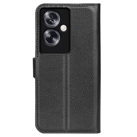EIDERWOOD OPPO A79 (5G) Litchi Skinn Deksel med Lommebok og Stativfunksjon - Svart