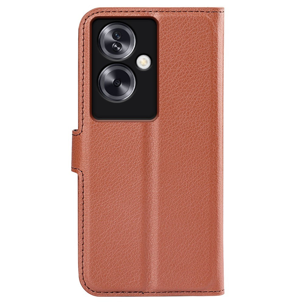 EIDERWOOD OPPO A79 (5G) Litchi Skinn Deksel med Lommebok og Stativfunksjon - Brun