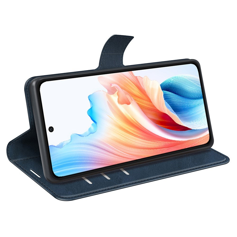 EIDERWOOD OPPO A79 (5G) / A2 (5G) Kunst Skinn Flippdeksel med Lommebok og Stativ - Blå