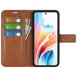 EIDERWOOD OPPO A79 (5G) / A2 (5G) Kunst Skinn Flippdeksel med Lommebok og Stativ - Lys Brun