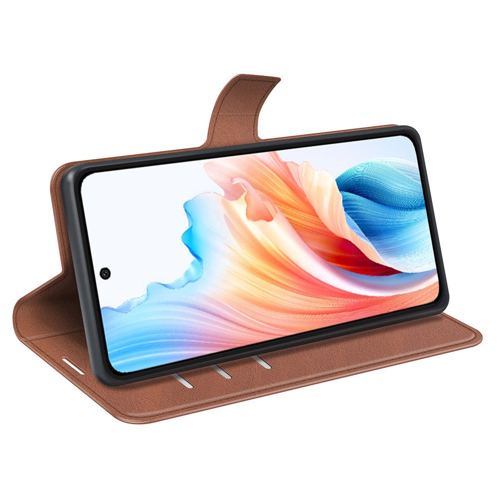 EIDERWOOD OPPO A79 (5G) / A2 (5G) Kunst Skinn Flippdeksel med Lommebok og Stativ - Lys Brun
