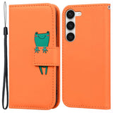 Samsung Galaxy S24+ (Plus) Flip Deksel med Stropp / Ståfunksjon / Kortholder - Oransje (Frosk)