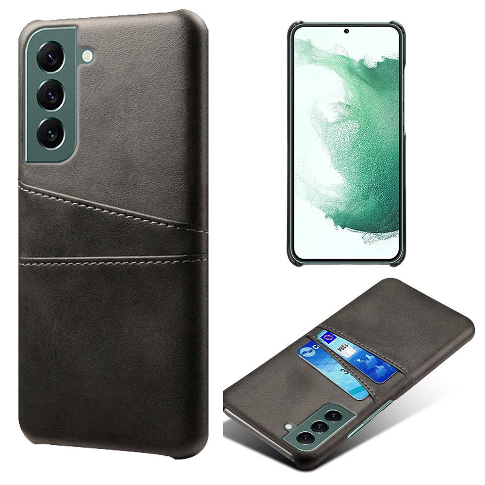 Samsung Galaxy S24 Kunstskinn Deksel m. Dobbel Kortholder - Svart