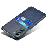 Samsung Galaxy S24 Kunstskinn Deksel m. Dobbel Kortholder - Blå