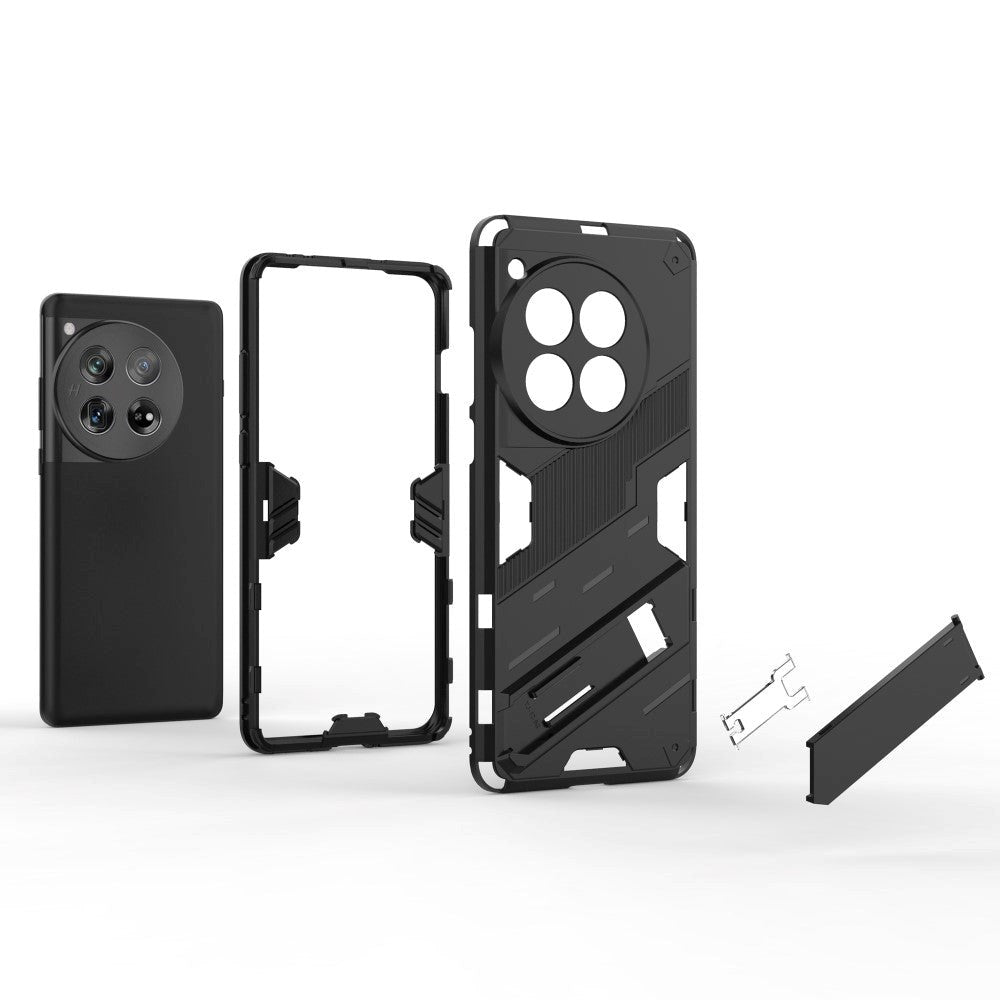 OnePlus 12 Hybrid Håndverker Deksel Med Kickstand - Svart