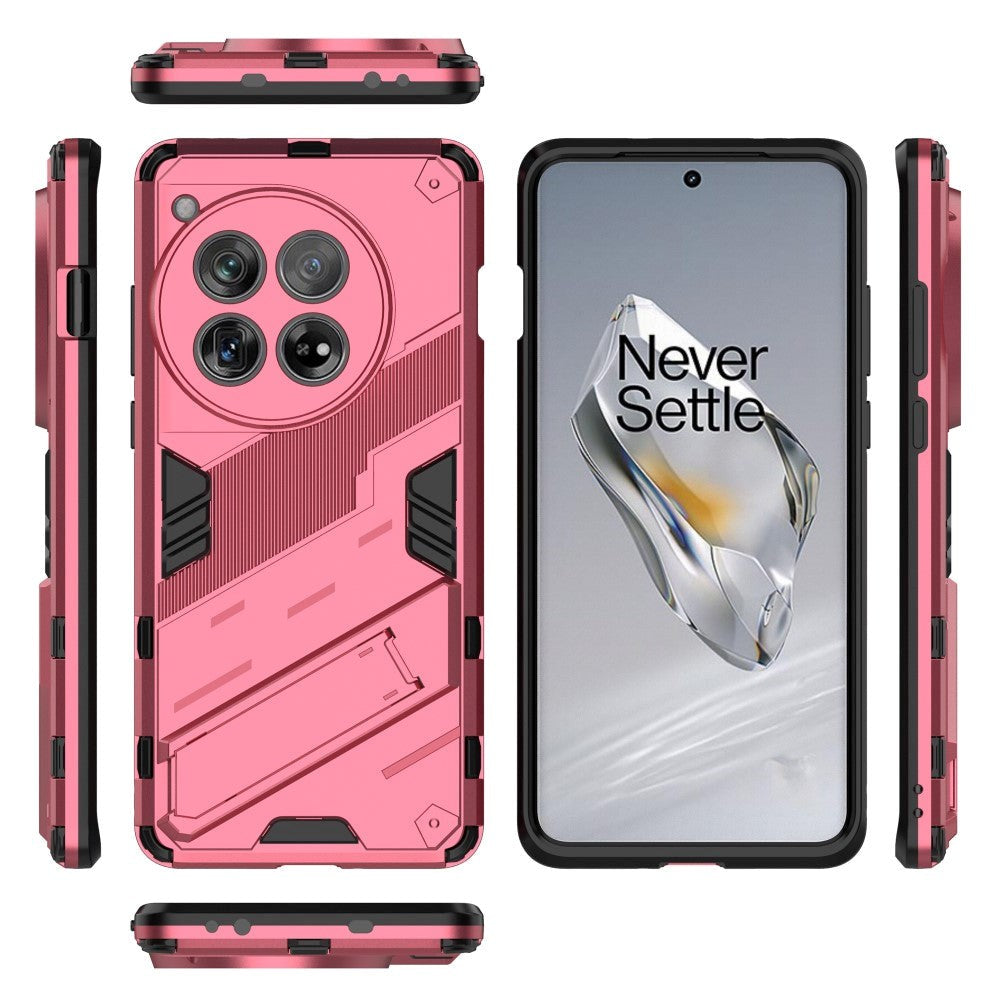 OnePlus 12 Hybrid Håndverker Deksel Med Kickstand - Rosa