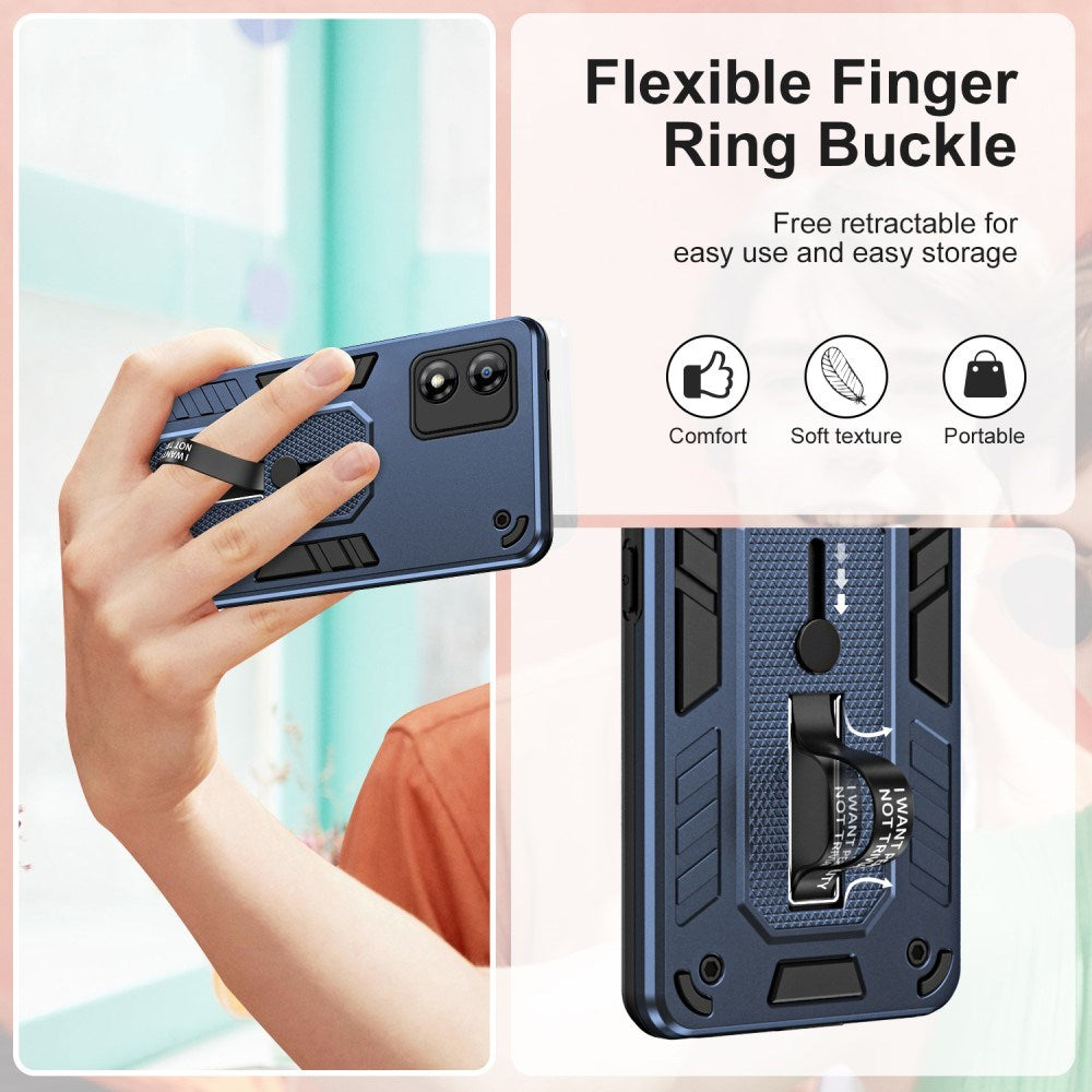 EIDERWOOD Motorola Moto E13 Håndverker Deksel m. Fingerring & Stativ - Blå