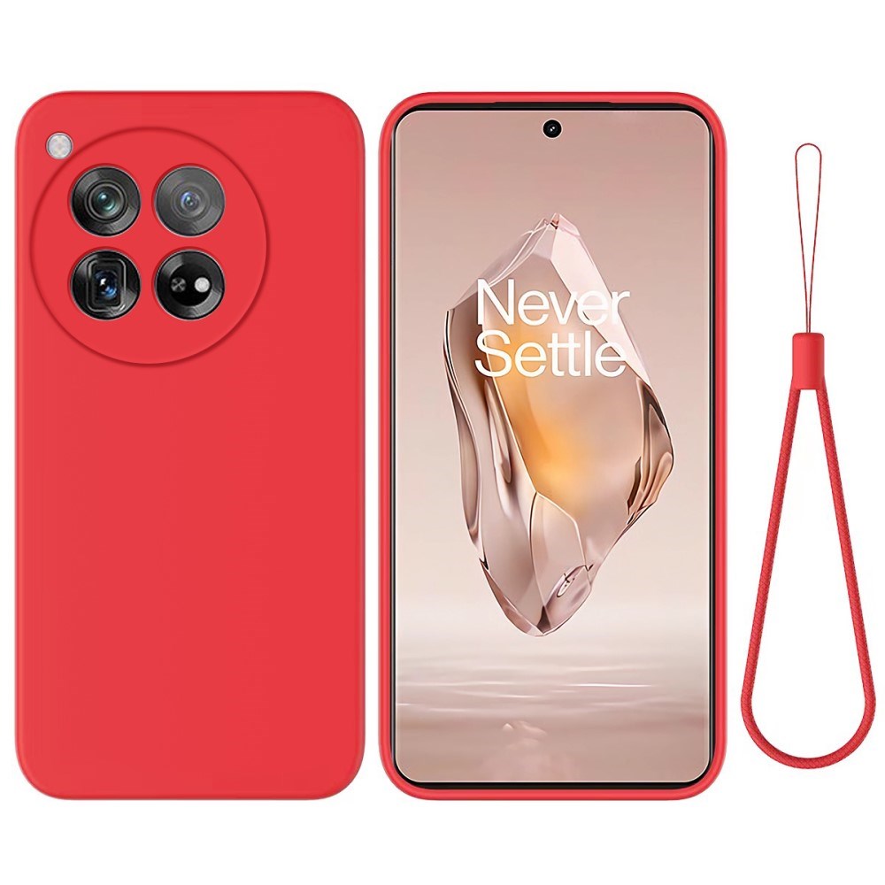 EIDERWOOD OnePlus 12R Liquid Silikon Deksel med Stropp - Rød