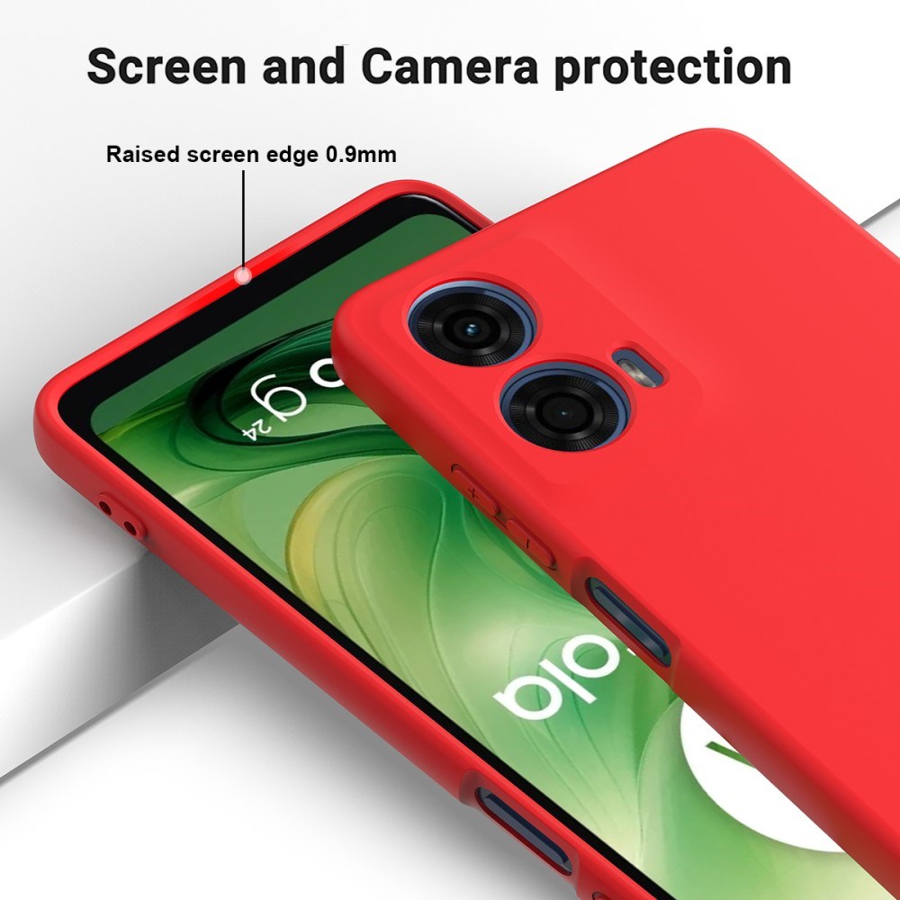 Motorola Moto G04 / G24 / G24 Power Liquid Silikon Deksel med Stropp - Rød