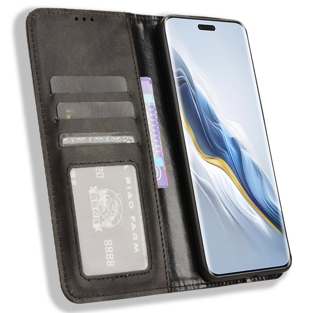 EIDERWOOD Honor Magic6 Pro (5G) Magnetisk Kunstskinn Flip Deksel - Svart