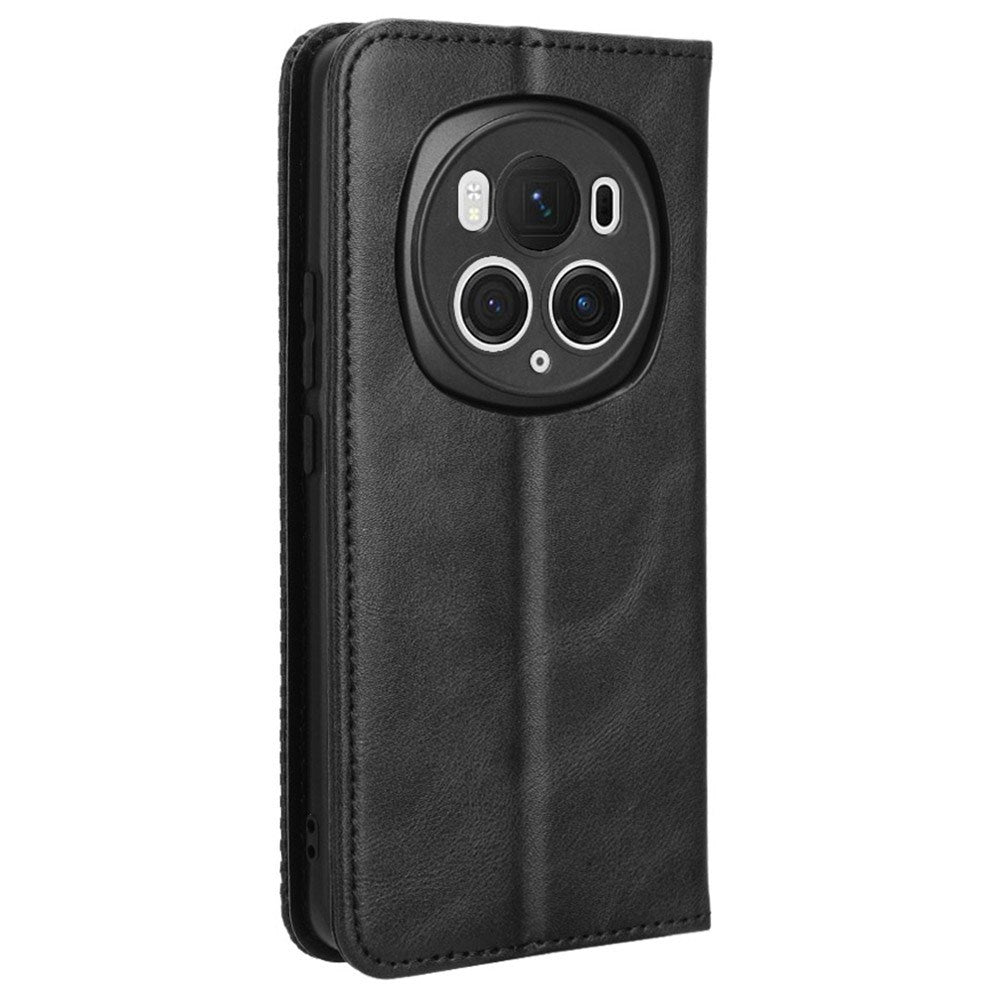 EIDERWOOD Honor Magic6 Pro (5G) Magnetisk Kunstskinn Flip Deksel - Svart