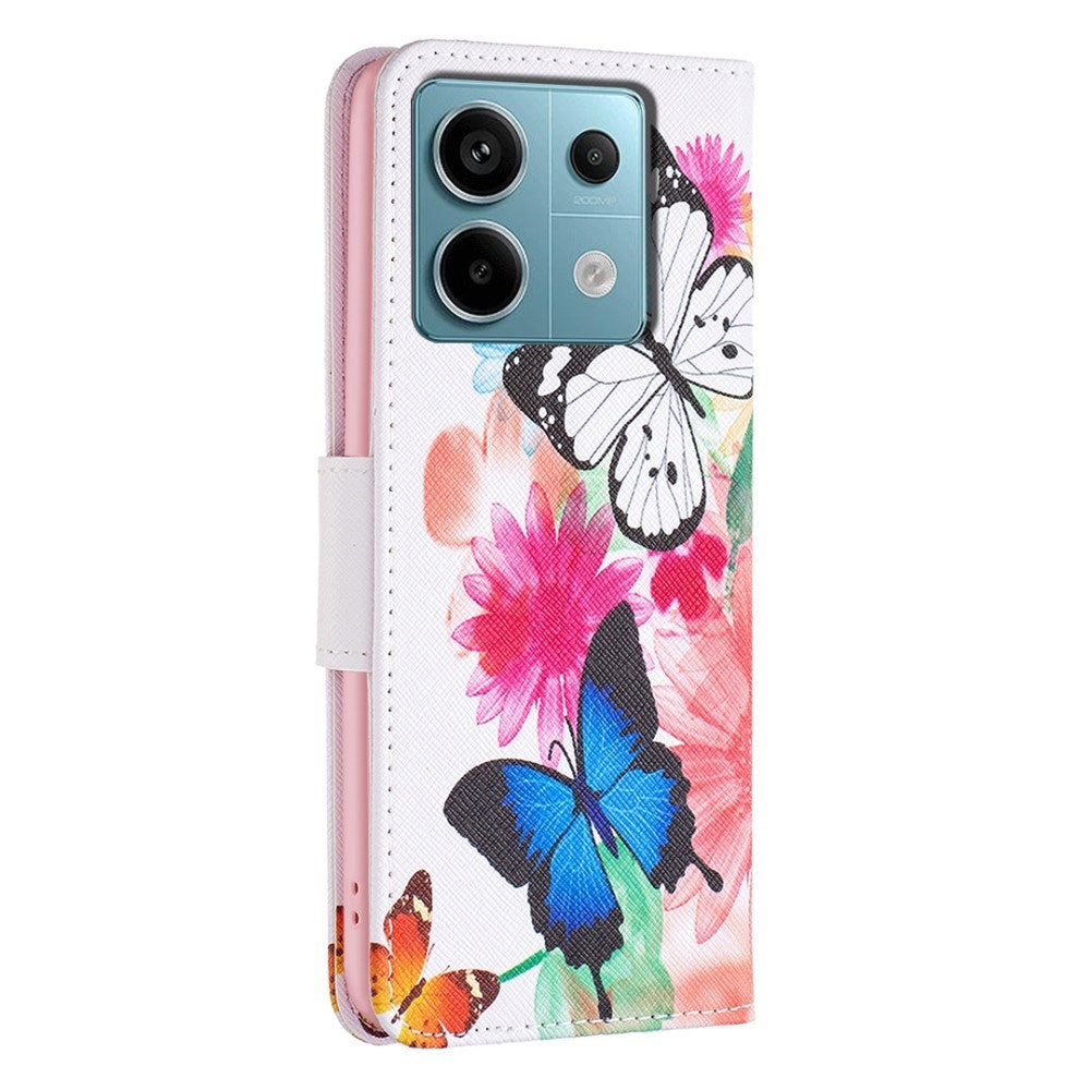 EIDERWOOD Xiaomi Redmi Note 13 Pro (4G) / Poco M6 Pro Kunstskinn Flip Deksel m. Lommebok & Trykk - Blomster & Sommerfugler