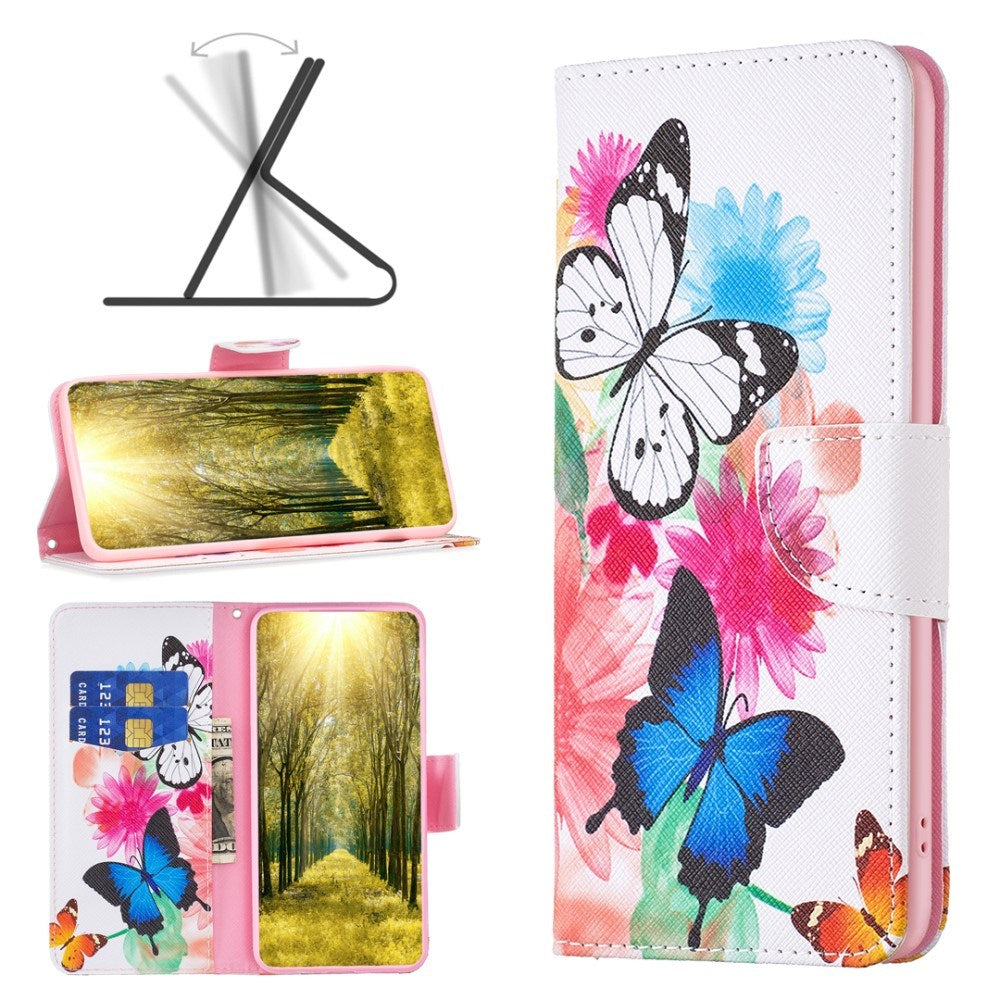 EIDERWOOD Xiaomi Redmi Note 13 Pro (4G) / Poco M6 Pro Kunstskinn Flip Deksel m. Lommebok & Trykk - Blomster & Sommerfugler