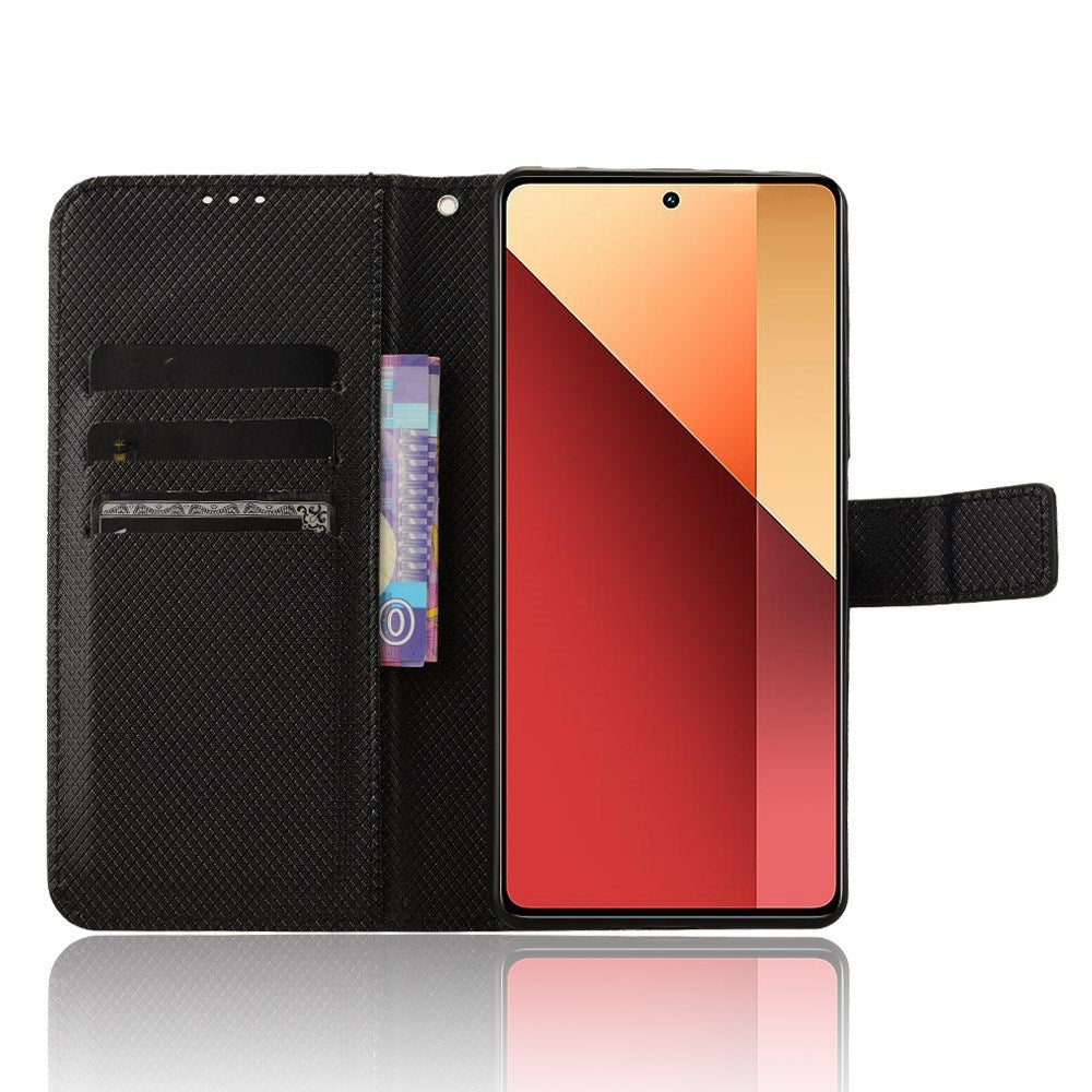 EIDERWOOD Xiaomi Redmi Note 13 Pro (4G) / Poco M6 Pro  Flippdeksel med Stropp og Tekstur - Svart