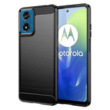 EIDERWOOD Motorola Moto E14 (4G) / G04 (4G) / G04s (4G) / G24 (4G) Brushed Carbon Fiber Fleksibelt Plast Deksel - Svart