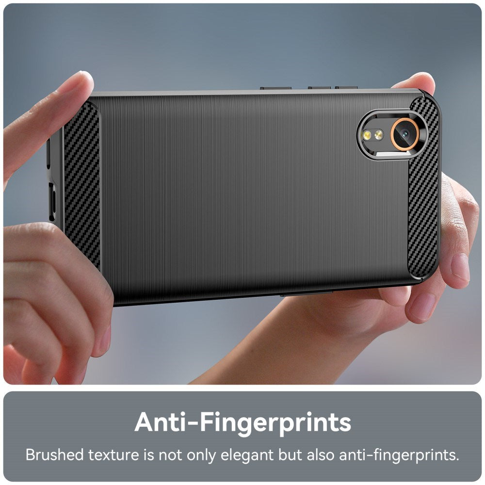 EIDERWOOD Samsung Galaxy Xcover 7 Brushed Carbon Fiber Fleksibelt Plast Deksel - Svart