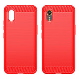 EIDERWOOD Samsung Galaxy Xcover 7 Brushed Carbon Fiber Fleksibelt Plast Deksel - Rød