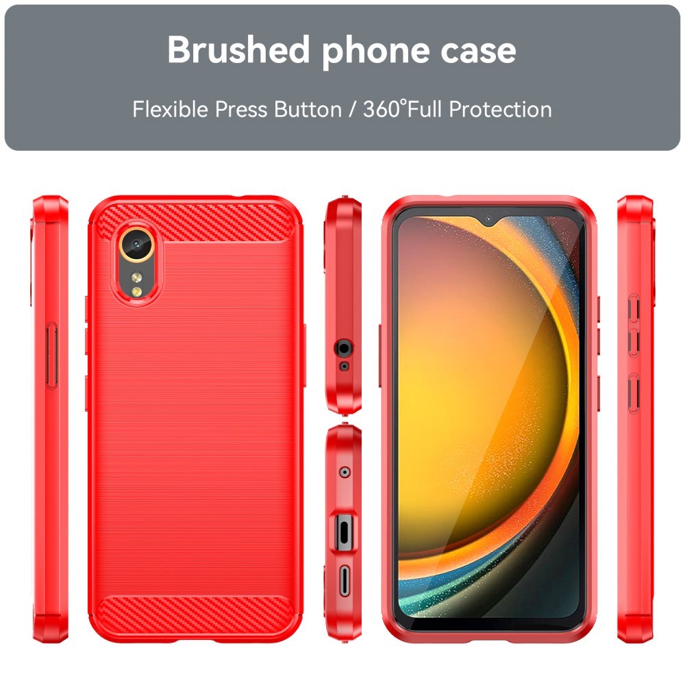 EIDERWOOD Samsung Galaxy Xcover 7 Brushed Carbon Fiber Fleksibelt Plast Deksel - Rød